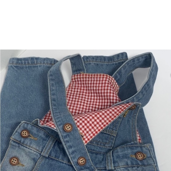 Toddler Bib Overalls Size 12M Distressed Boy Girl Unisex Buttons Pockets - Picture 9 of 12